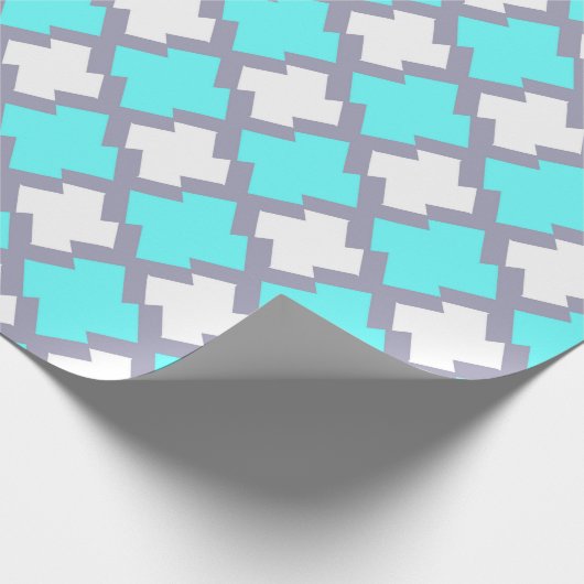 Turquoise en White Geometric Pattern Cadeaupapier (Hoek)