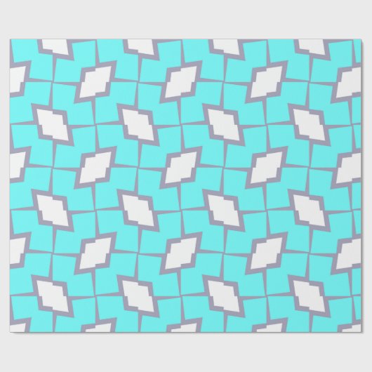 Turquoise en White Geometric Pattern Cadeaupapier (Vlak)
