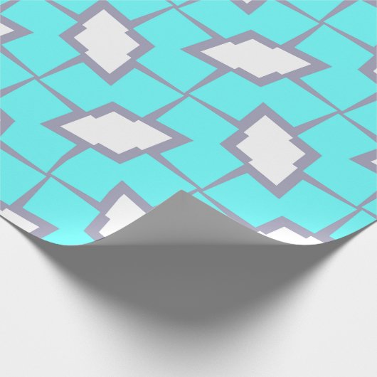 Turquoise en White Geometric Pattern Cadeaupapier (Hoek)