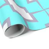 Turquoise en White Geometric Pattern Cadeaupapier (Rol Hoek)
