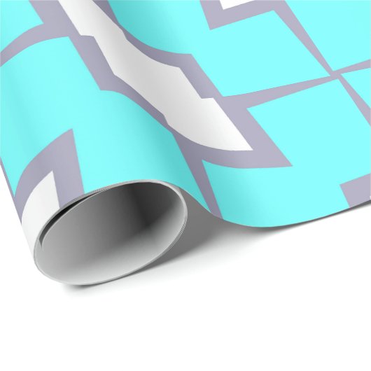 Turquoise en White Geometric Pattern Cadeaupapier (Rol Hoek)