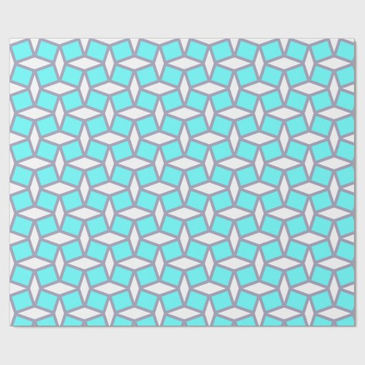Turquoise en White Geometric Pattern Cadeaupapier (Vlak)