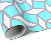 Turquoise en White Geometric Pattern Cadeaupapier (Rol Hoek)