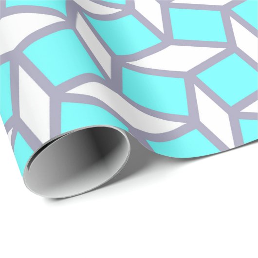 Turquoise en White Geometric Pattern Cadeaupapier (Rol Hoek)
