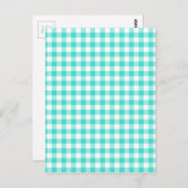 Turquoise en White Gingham Checks Pattern Briefkaart (Voorkant / Achterkant)