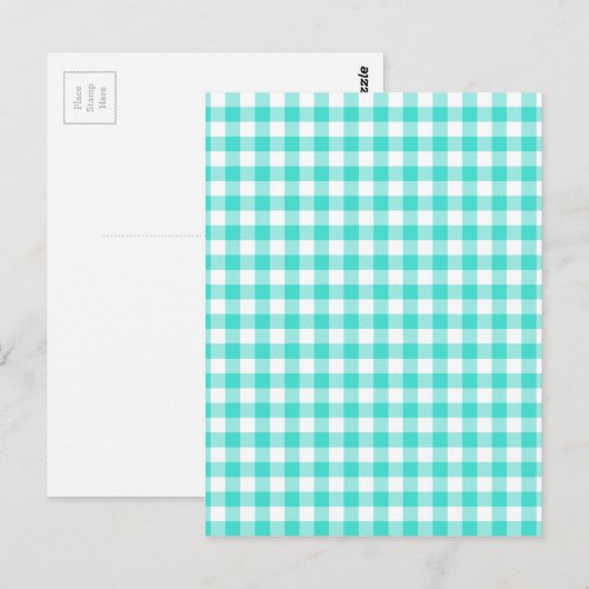 Turquoise en White Gingham Checks Pattern Briefkaart (Voorkant / Achterkant)