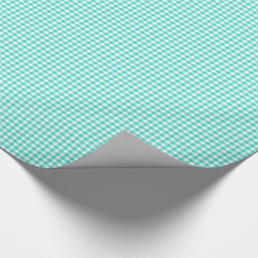 Turquoise en White Gingham Checks Pattern Cadeaupapier (Hoek)