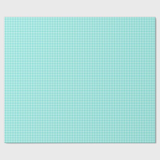Turquoise en White Gingham Checks Pattern Cadeaupapier (Vlak)