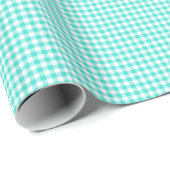 Turquoise en White Gingham Checks Pattern Cadeaupapier (Rol Hoek)