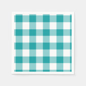 Turquoise en White Gingham Pattern Servetten (Voorkant)