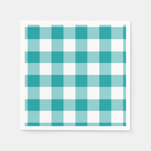 Turquoise en White Gingham Pattern Servetten (Voorkant)