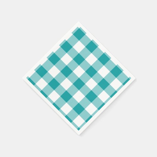Turquoise en White Gingham Pattern Servetten (Hoek)