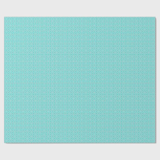 Turquoise en White Greek Key Pattern Cadeaupapier (Vlak)