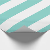 Turquoise en White Huge Stripe Pattern Cadeaupapier (Hoek)