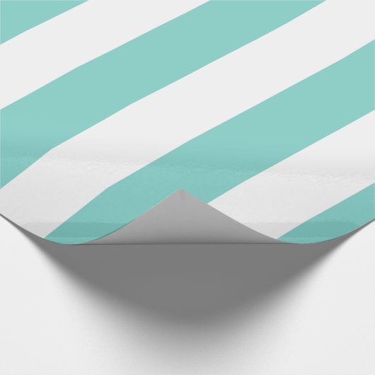 Turquoise en White Huge Stripe Pattern Cadeaupapier (Hoek)