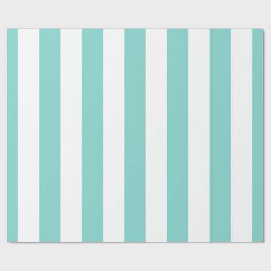 Turquoise en White Huge Stripe Pattern Cadeaupapier (Vlak)