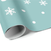Turquoise en White Kerstsnowflakes Pattern Cadeaupapier (Rol Hoek)