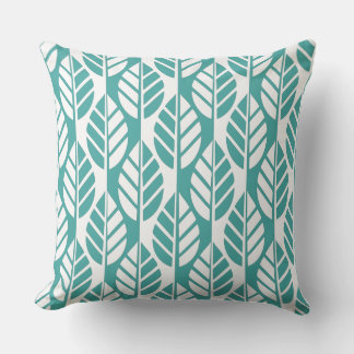 Turquoise en White Leaves Pattern Kussen