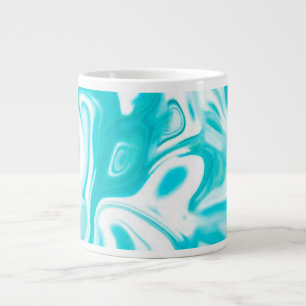 Turquoise en White Marble Abstract Grote Koffiekop