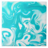 Turquoise en White Marble Abstract Kies Grootte Tegeltje (Voorkant)