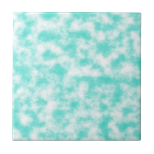 Turquoise en White Marked Swirls Clouds Tegeltje (Voorkant)