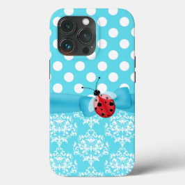 Turquoise en White Pattern en Ladybug Case-Mate iPhone Case