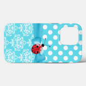 Turquoise en White Pattern en Ladybug Case-Mate iPhone Case (Achterkant (horizontaal))