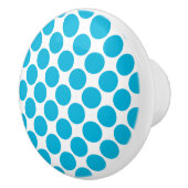 Turquoise en white Polka dot Ceramic Knob. Keramische Knop (Rechts)