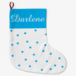 Turquoise en White Polka Dot Grote Kerstsok
