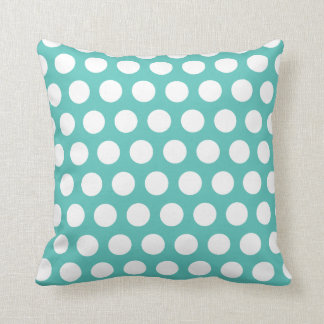 Turquoise en White Polka dot Sierkussen