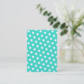 Turquoise en White Polka Dots Visitekaartje (Staand voorkant)