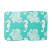 Turquoise en White Seahorse Coastal Pattern Badmat (Voorkant)