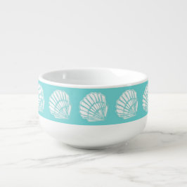 Turquoise en White Seashells Soup Mug Soepkom