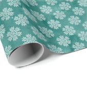 Turquoise en White Snowflake Kerstmis Cadeaupapier (Rol Hoek)