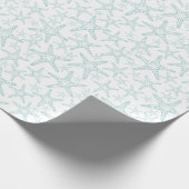 Turquoise en White Starfish Pattern Cadeaupapier (Hoek)