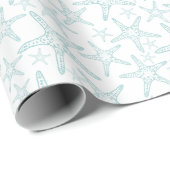 Turquoise en White Starfish Pattern Cadeaupapier (Rol Hoek)