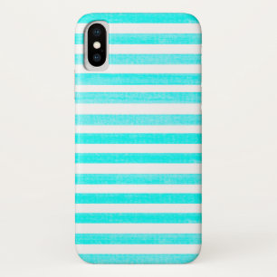 Turquoise en White Stripe iPhone X Hoesje