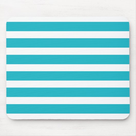 Turquoise en White Stripe Nautical Summer Muismat (Voorkant)