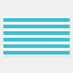 Turquoise en White Stripe Nautical Summer Rechthoekige Sticker