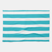 Turquoise en White Stripe Nautical Summer Theedoek (Horizontaal)