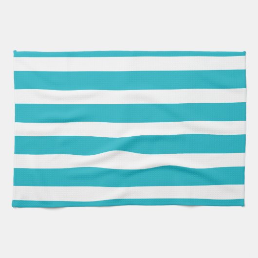 Turquoise en White Stripe Nautical Summer Theedoek (Horizontaal)