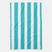 Turquoise en White Stripe Nautical Summer Theedoek (Verticaal)