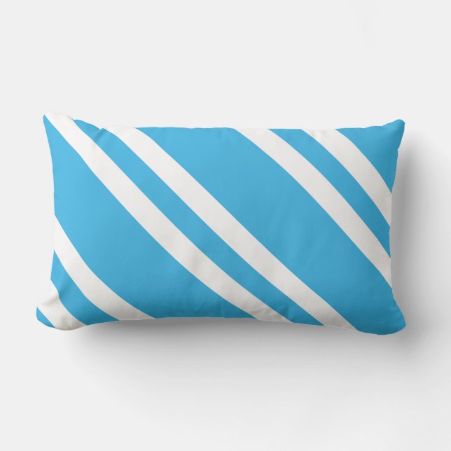 Turquoise en White Striped Kussen (Voorkant)