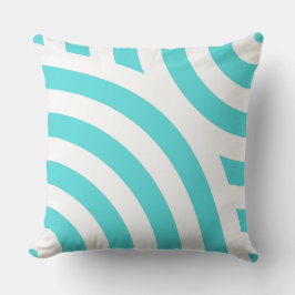 Turquoise en White Striped Wave Pattern Kussen