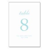 Turquoise en White Table Number Kaart (Voorkant)