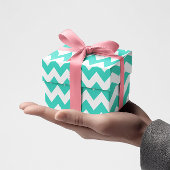 Turquoise en White Tiny Zigzag Cadeaupapier