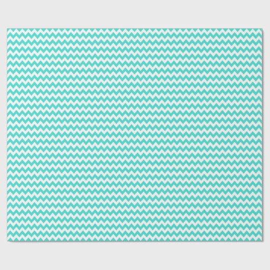 Turquoise en White Tiny Zigzag Cadeaupapier (Vlak)
