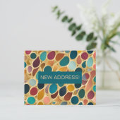 Turquoise en Wijnkleurdruppels Adreswijziging Briefkaart (Staand voorkant)