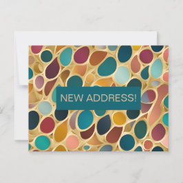 Turquoise en Wijnkleurdruppels Adreswijziging Briefkaart