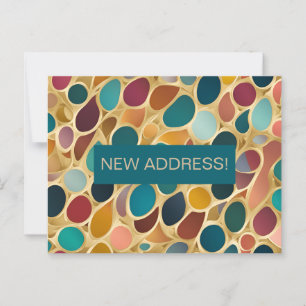 Turquoise en Wijnkleurdruppels Adreswijziging Briefkaart